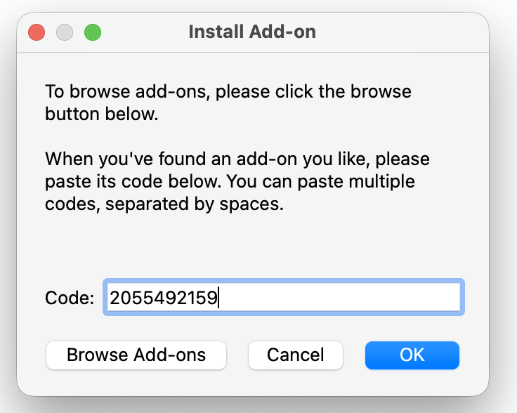 Entering the AnkiConnect installation code